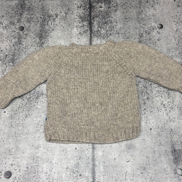 Vtg 80s/90s Handmade Kids Wool Knit Sweater Winter House Snowflake Pullover - Picture 3 of 6